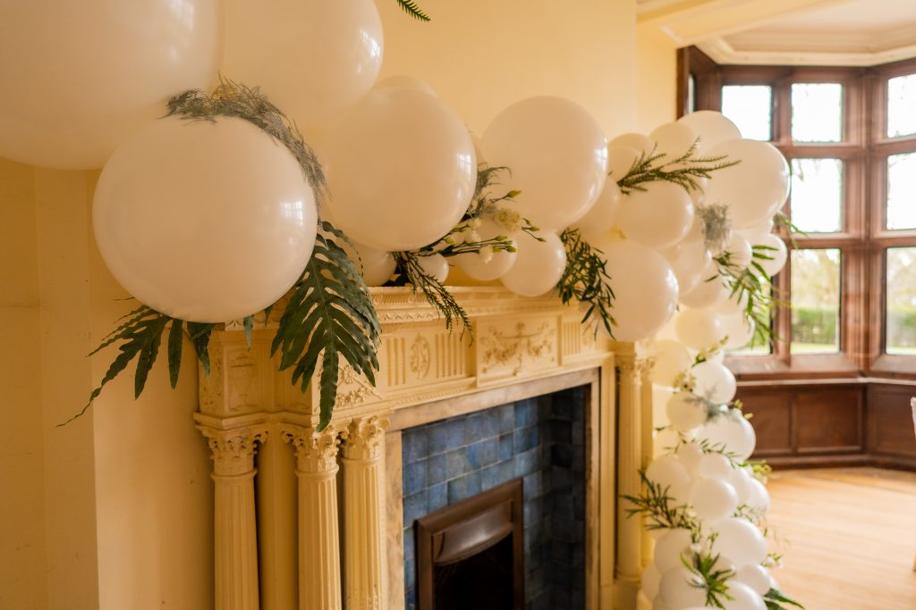 Standon Hall wedding venue Staffordshire - organic balloon garland