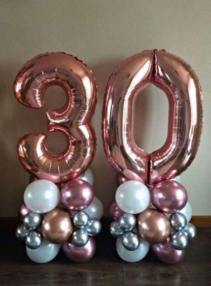 30th birthday number balloon pillars, Stafford