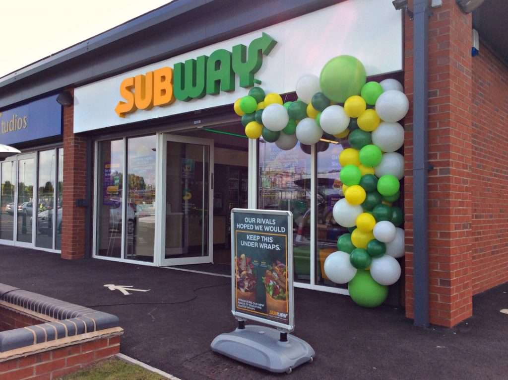 Balloon decoration for the grand opening of Subway, Stafford