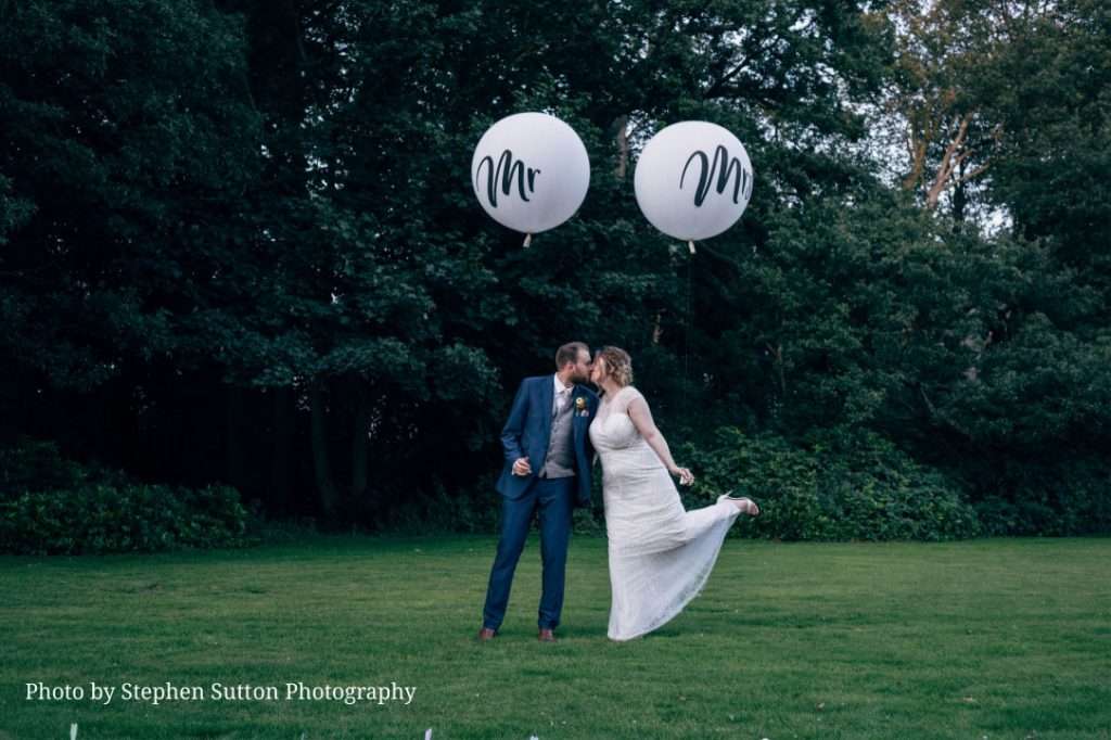 Giant Mr & Mrs balloons at Somerford Hall wedding