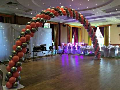 Balloon arch over dance floor at the Hilton Doubletree - Stoke on Trent
