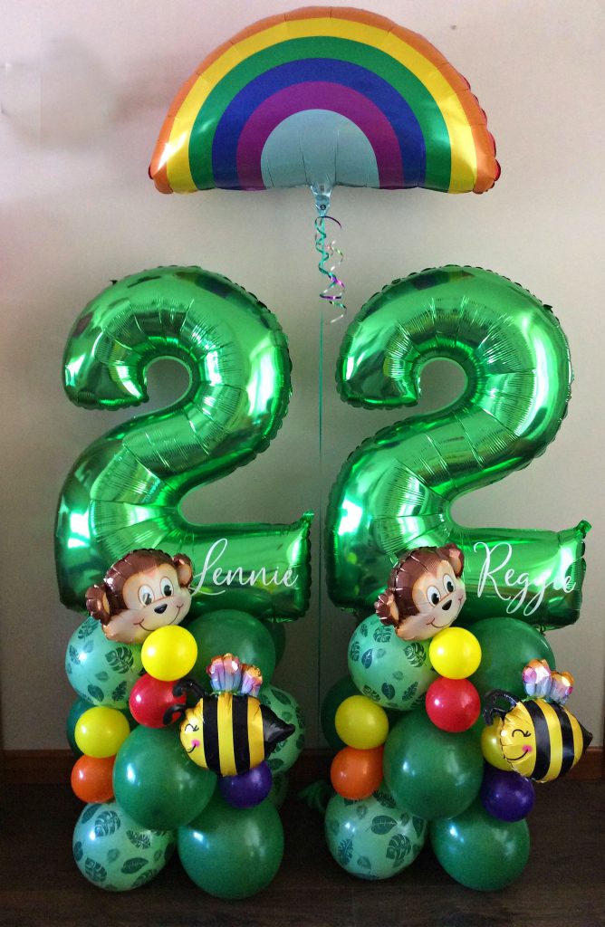 Noah's Ark themed number balloon display