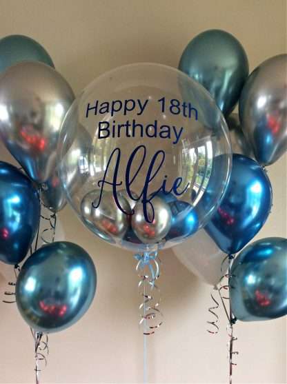 Personalised bubble balloon with matching bouquets
