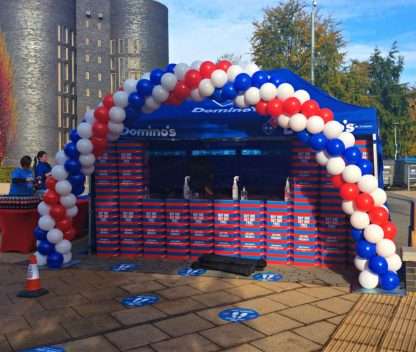 Balloon arch for promotion at Keele University freshers event