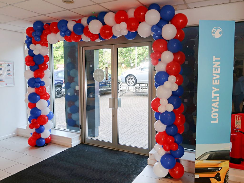 Square balloon arch for car showroom entrance - Lichfield