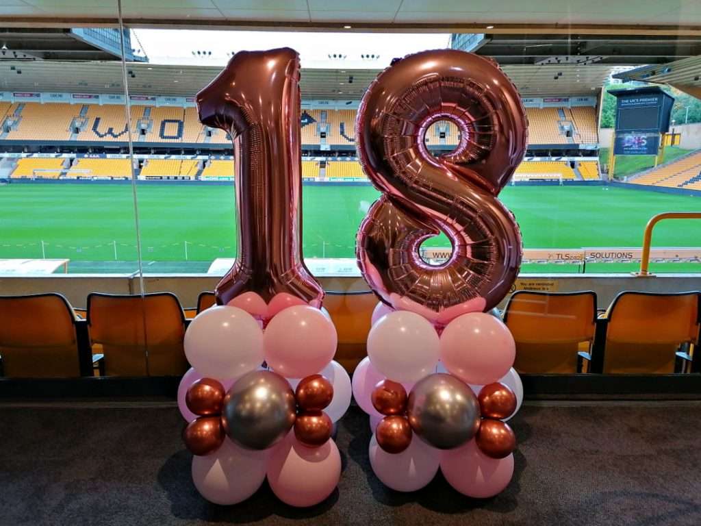 18th birthday balloons at The Molineux in Wolverhampton