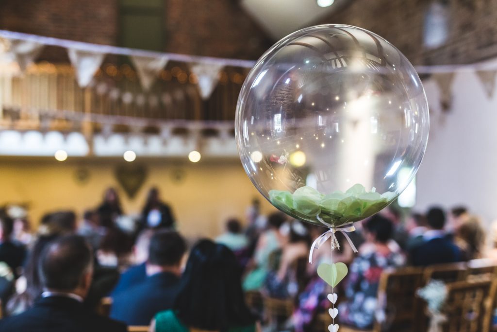 Bubble balloons with confetti for wedding decoration