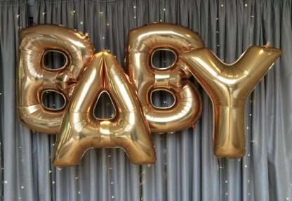 BABY balloon letters for baby shower at Moddershall Oaks
