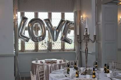 LOVE balloon letters for a wedding at Weston Hall in Stafford