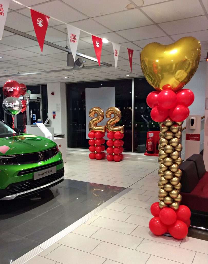 Car showroom in Lichfield with balloon columns