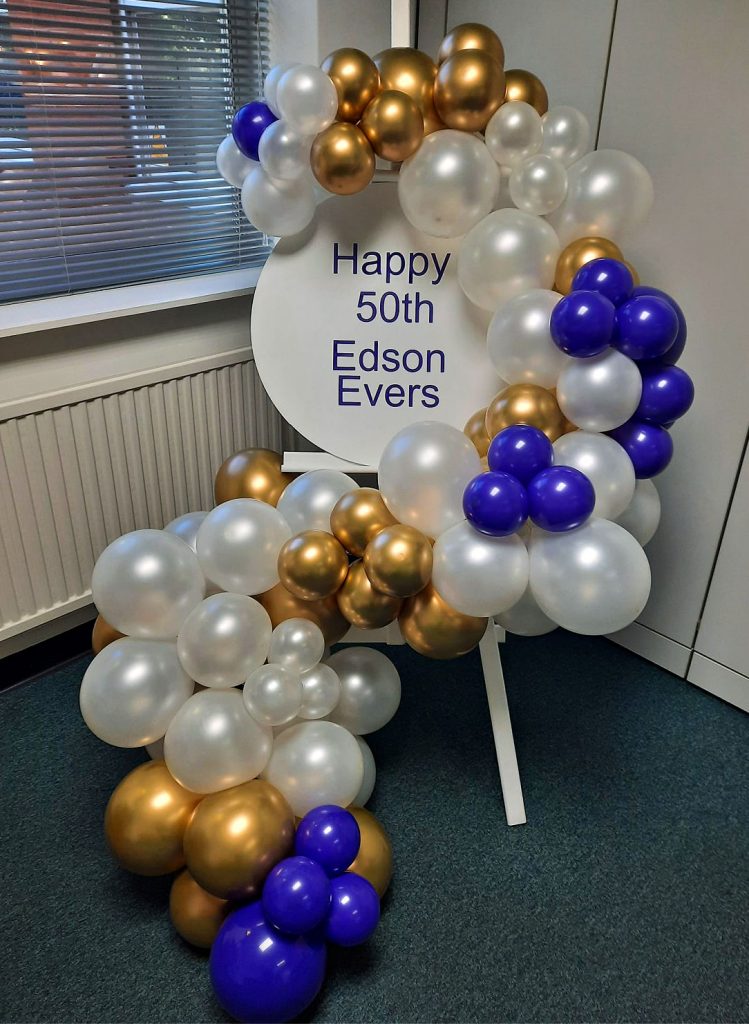 Personalised balloon easel for corporate anniversary celebration