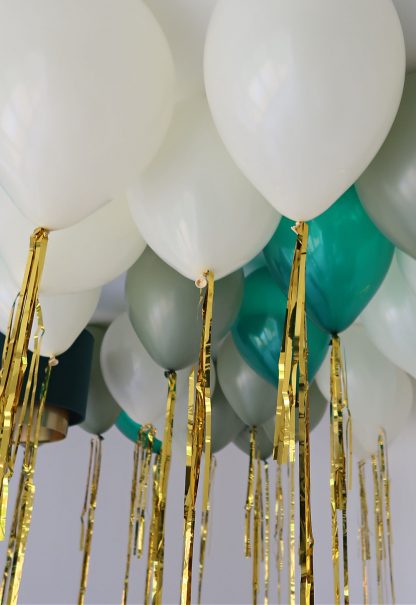 Helium filled ceiling balloons with tassels