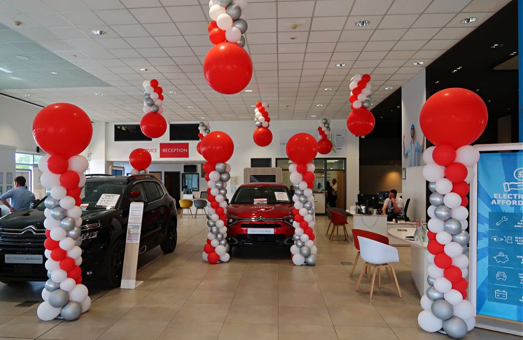 Balloon columns - car showroom promotional event
