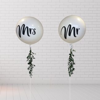 Giant Mr & Mrs wedding balloons for delivery in Staffordshire and beyond.