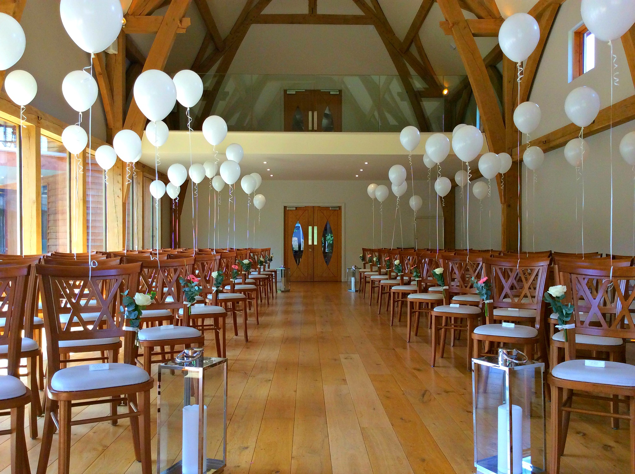 Wedding ceremony balloons at The Mill Barns Venue