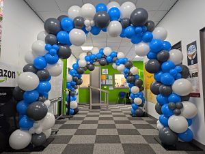 Balloon arches in company colours - Birmingham